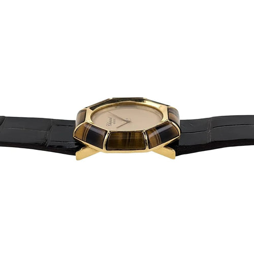 Montre Chopard Ellipse 5045/1 - Montre-bijou en or jaune 18 carats et œil-de-tigre 58 Facettes