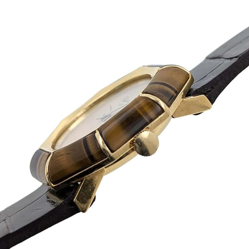 Montre Chopard Ellipse 5045/1 - Montre-bijou en or jaune 18 carats et œil-de-tigre 58 Facettes
