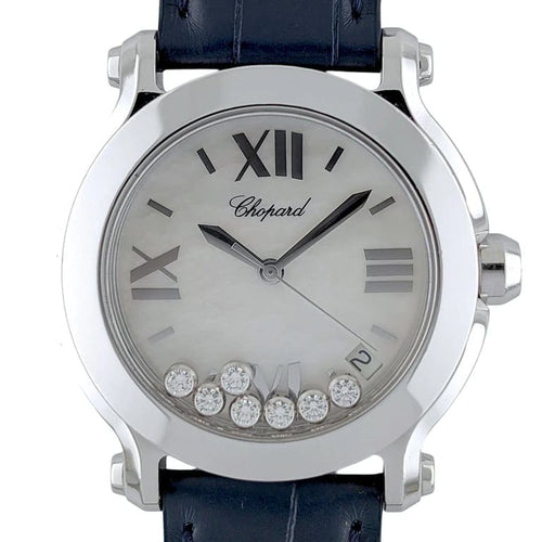 Montre Chopard Happy Sport - Montre en acier, cadran nacre, 7 diamants, saphir 58 Facettes