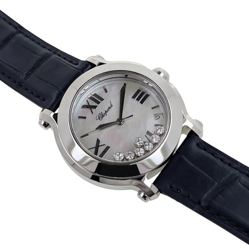 Montre Chopard Happy Sport - Montre en acier, cadran nacre, 7 diamants, saphir 58 Facettes