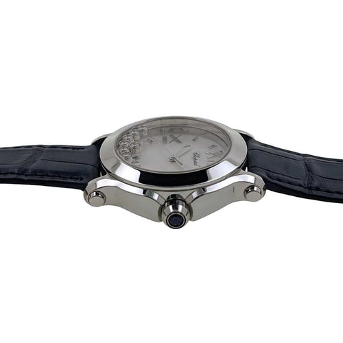 Montre Chopard Happy Sport - Montre en acier, cadran nacre, 7 diamants, saphir 58 Facettes