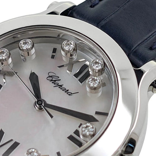 Montre Chopard Happy Sport - Montre en acier, cadran nacre, 7 diamants, saphir 58 Facettes