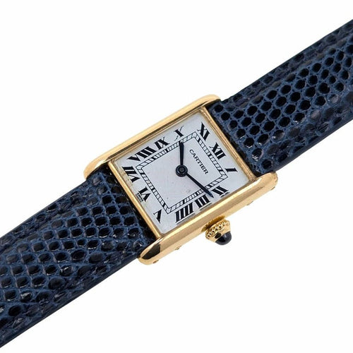 Montre Cartier Tank Louis Cartier - Montre petit modèle en or jaune 18 carats 58 Facettes