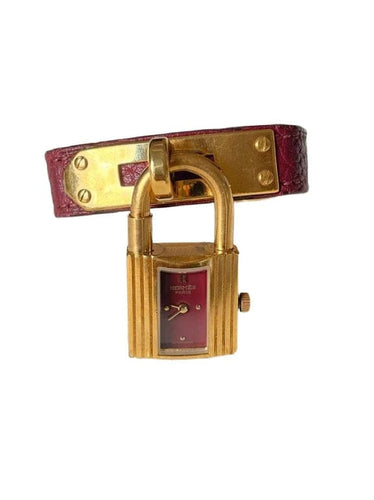 Montre Hermès Kelly - Montre à quartz en plaqué or et cuir bordeaux 58 Facettes WC-2025-1886
