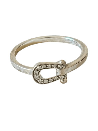 Bague 49 FRED Force 10 - Bague petit modèle en or blanc et diamants 58 Facettes WC-2025-2182