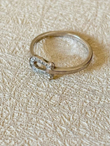 Bague 49 FRED Force 10 - Bague petit modèle en or blanc et diamants 58 Facettes WC-2025-2182