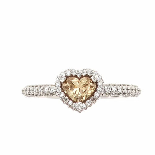 Bague 55 Bague en or blanc 18 carats avec diamant champagne et diamants 58 Facettes AO-0001