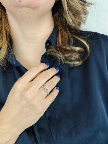 Bague 55 Bague en or blanc 18 carats avec diamant champagne et diamants 58 Facettes AO-0001