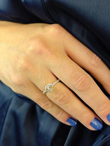 Bague 55 Bague en or blanc 18 carats avec diamant champagne et diamants 58 Facettes AO-0001