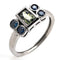 Bague 53 Bague en or blanc 18 carats avec saphir vert et diamants 58 Facettes AO-0008