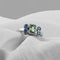 Bague 53 Bague en or blanc 18 carats avec saphir vert et diamants 58 Facettes AO-0008