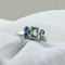 Bague 53 Bague en or blanc 18 carats avec saphir vert et diamants 58 Facettes AO-0008