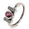 Bague 55 Bague en or blanc 18 carats avec saphir padparadscha et diamants 58 Facettes AO-0007