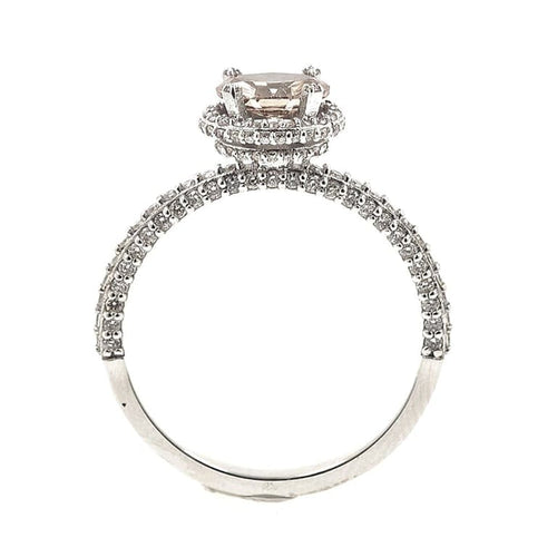 Bague 55 Bague en or blanc 18 carats avec diamant champagne et diamants 58 Facettes AO-0002