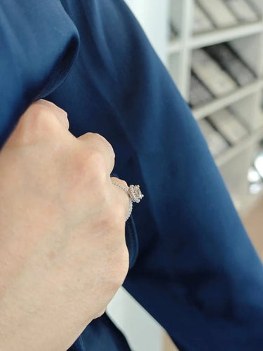 Bague 55 Bague en or blanc 18 carats avec diamant champagne et diamants 58 Facettes AO-0002