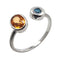 Bague 54 Bague en or blanc 18 carats avec grenat spessartite et diamant bleu 58 Facettes 19062291