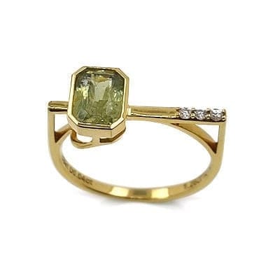 Bague 54 Bague en or blanc 18 carats avec saphir jaune et diamant 58 Facettes 53152316