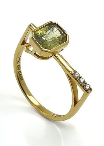 Bague 54 Bague en or blanc 18 carats avec saphir jaune et diamant 58 Facettes 53152316