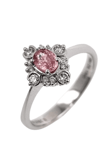 Bague 54 Bague en or blanc 18 carats avec saphir Padparadscha et diamant 58 Facettes 69044833