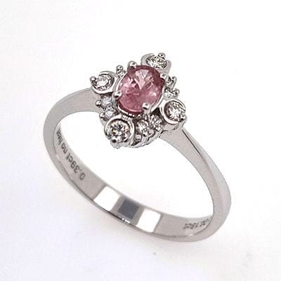 Bague 54 Bague en or blanc 18 carats avec saphir Padparadscha et diamant 58 Facettes 69044833