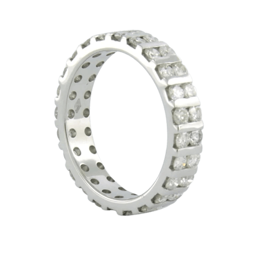 Bague 57 Bague en or blanc 18 carats sertie de diamants taille brillant 2,00 ct 58 Facettes
