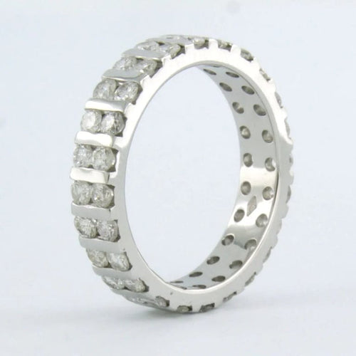 Bague 57 Bague en or blanc 18 carats sertie de diamants taille brillant 2,00 ct 58 Facettes