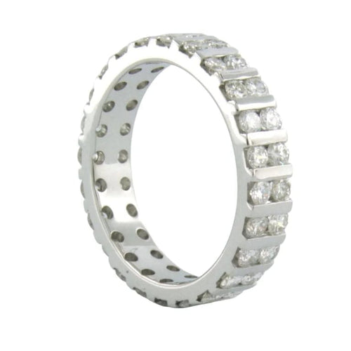 Bague 57 Bague en or blanc 18 carats sertie de diamants taille brillant 2,00 ct 58 Facettes