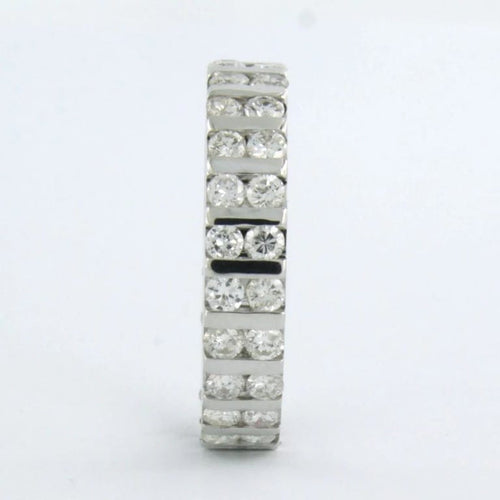 Bague 57 Bague en or blanc 18 carats sertie de diamants taille brillant 2,00 ct 58 Facettes
