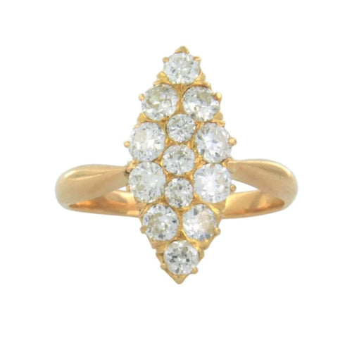 Bague 52 Bague marquise en or jaune 20 carats sertie d’un diamant taille ancienne 58 Facettes