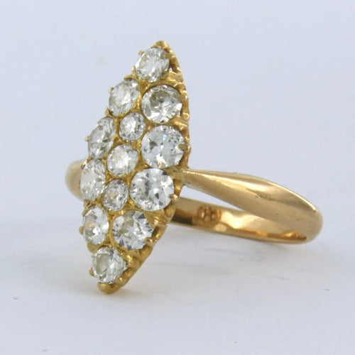 Bague 52 Bague marquise en or jaune 20 carats sertie d’un diamant taille ancienne 58 Facettes