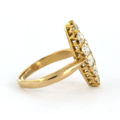 Bague 52 Bague marquise en or jaune 20 carats sertie d’un diamant taille ancienne 58 Facettes