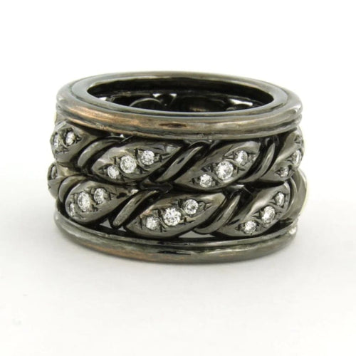 Bague 52 Maria Garcia Cassetti - Bague en or 18 carats rhodié noir, émail et diamants 58 Facettes