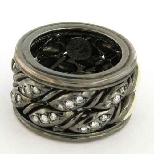 Bague 52 Maria Garcia Cassetti - Bague en or 18 carats rhodié noir, émail et diamants 58 Facettes