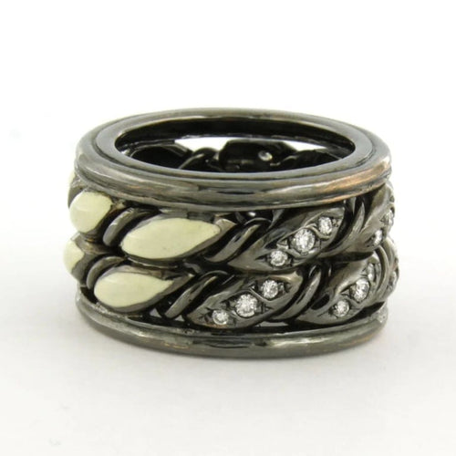 Bague 52 Maria Garcia Cassetti - Bague en or 18 carats rhodié noir, émail et diamants 58 Facettes