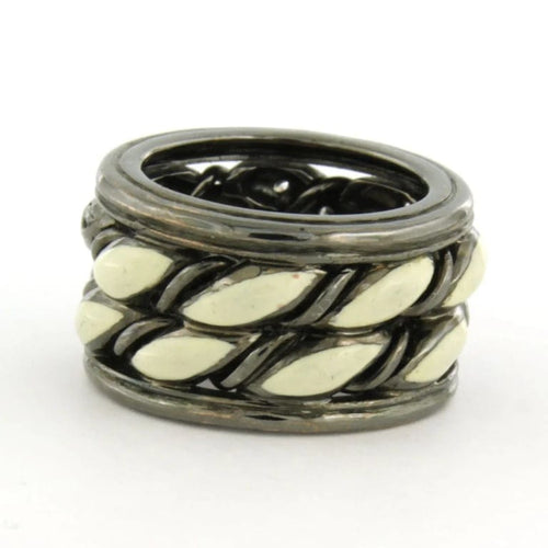 Bague 52 Maria Garcia Cassetti - Bague en or 18 carats rhodié noir, émail et diamants 58 Facettes