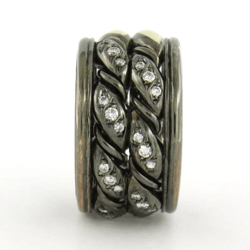 Bague 52 Maria Garcia Cassetti - Bague en or 18 carats rhodié noir, émail et diamants 58 Facettes
