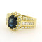 Bague 55 Bague en or jaune 18 carats avec saphir et diamants 58 Facettes