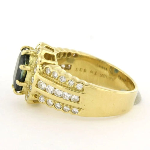 Bague 55 Bague en or jaune 18 carats avec saphir et diamants 58 Facettes