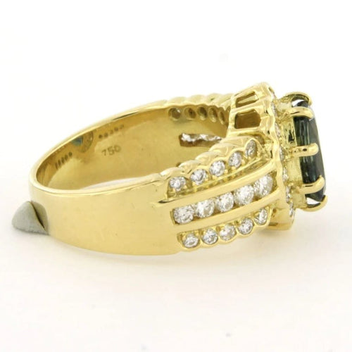 Bague 55 Bague en or jaune 18 carats avec saphir et diamants 58 Facettes