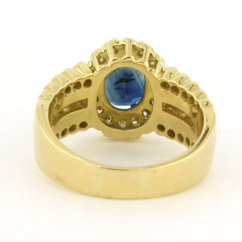Bague 55 Bague en or jaune 18 carats avec saphir et diamants 58 Facettes