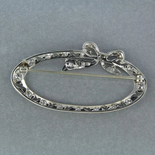 Broche Broche Art nouveau en or blanc 14 carats, platine et diamants taille ancienne 58 Facettes