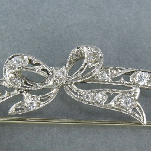Broche Broche Art nouveau en or blanc 14 carats, platine et diamants taille ancienne 58 Facettes