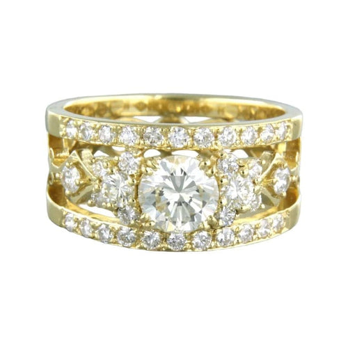 Bague 55 Bague motif harpe en or jaune 18 carats et diamants taille brillant 58 Facettes