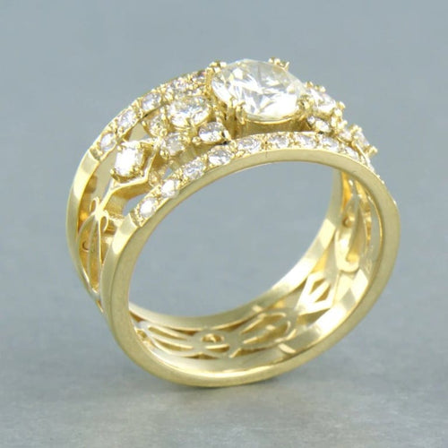 Bague 55 Bague motif harpe en or jaune 18 carats et diamants taille brillant 58 Facettes