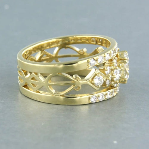 Bague 55 Bague motif harpe en or jaune 18 carats et diamants taille brillant 58 Facettes