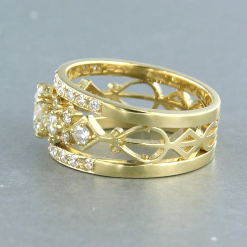 Bague 55 Bague motif harpe en or jaune 18 carats et diamants taille brillant 58 Facettes