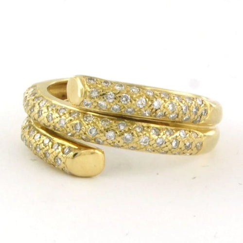 Bague 53 Bague en or jaune 18 carats sertie de diamants taille brillant 1,00 ct 58 Facettes