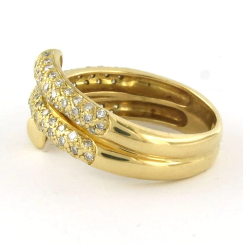 Bague 53 Bague en or jaune 18 carats sertie de diamants taille brillant 1,00 ct 58 Facettes