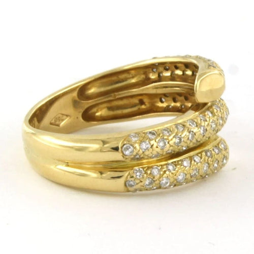 Bague 53 Bague en or jaune 18 carats sertie de diamants taille brillant 1,00 ct 58 Facettes