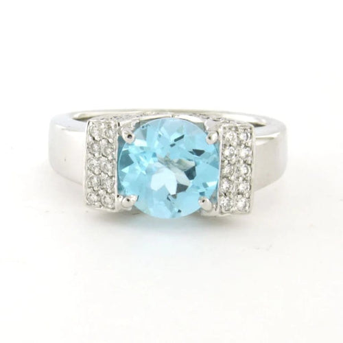 Bague 52 Bague en or blanc 14 carats sertie de topazes et de diamants 58 Facettes